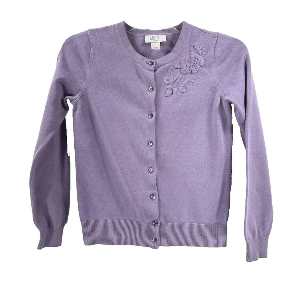 Ann Taylor Loft Petites Cardigan Lavender Button Front Long Sleeves Size XSP